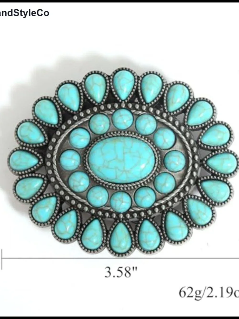 Turquoise Belt Buckle for Women Western Cowgirl Zinc Alloy Floral Big Buckle